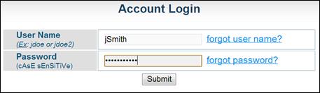 Account login dialogue box